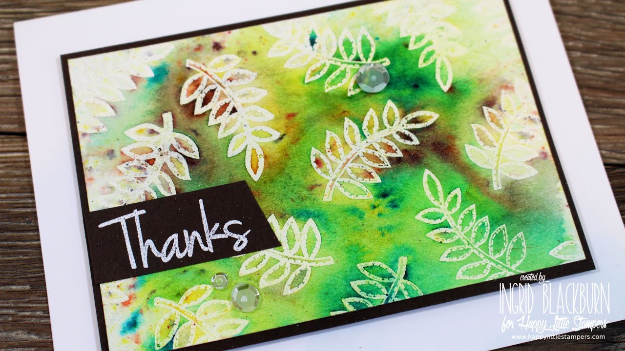 Watercolor Emboss Resist Brusho Technique - YouTube