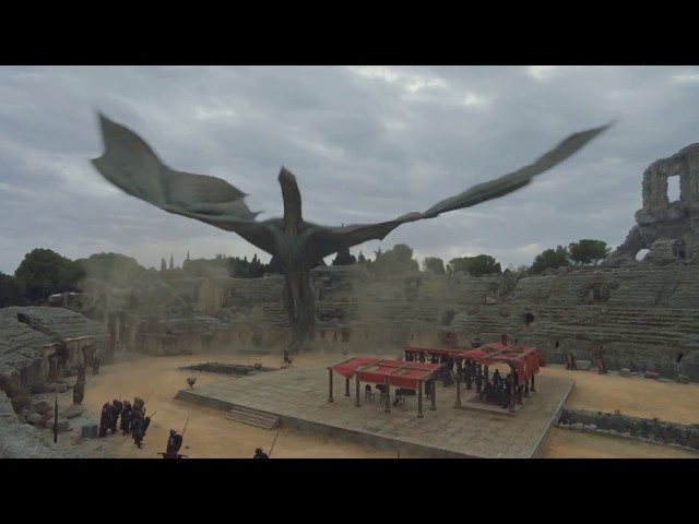 Game of Thrones S07E07 Daenerys Arrives at Dragon Pit With Her Dragons. class=