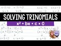 Algebra 1 - Solving Polynomial Trinomial Equations of the form x^2+bx+c=0