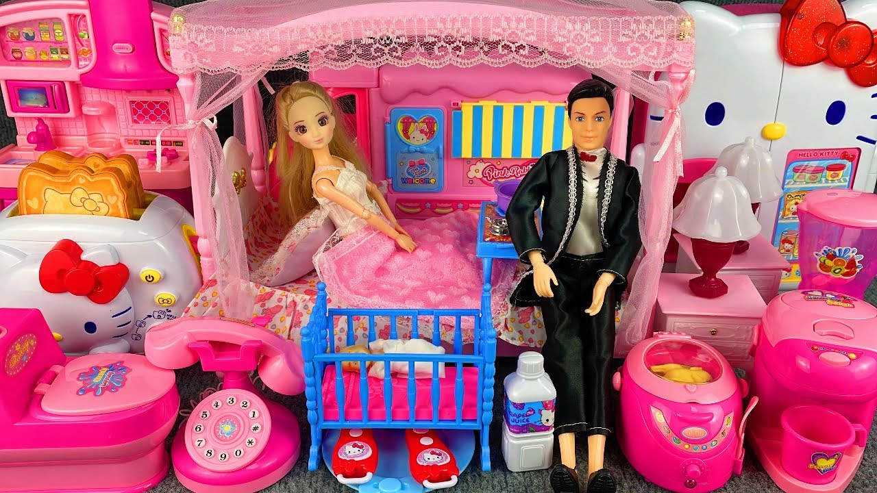 10 Minutes Satisfying with Unboxing Pink Barbie Bed&Bakery Play Set Review Toys | ASMR 