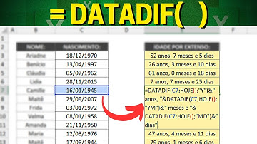 Como Calcular IDADE Completa no Excel | Função DATADIF | Dia, Mês e Ano