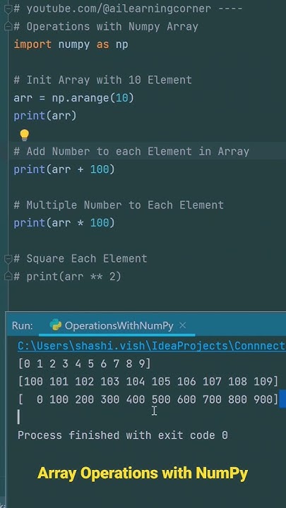 NumPy Array Operations #python #numpytutorial #numpy - YouTube