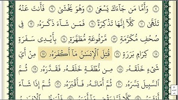 (١٣٨)                   رقم(٨٠)سورة عبس تلاوة الشيخ وديع اليمني جزاه الله خيرا