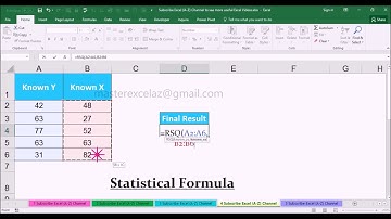 RSQ Statistical Function with Example in MS Office Excel Spreadsheet 2016