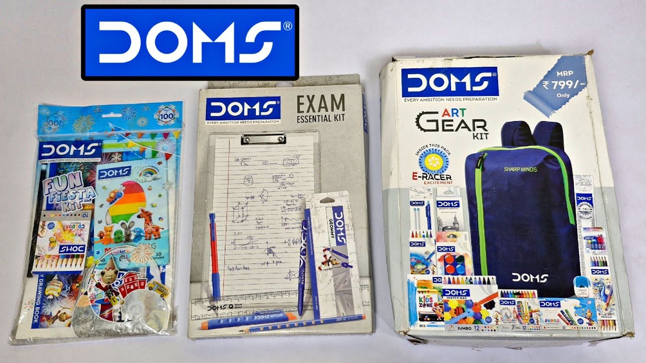 DOMS KIT UNBOXING🥰Fun Fiesta kit vs Exam Essential Kit vs Doms Art gear ...