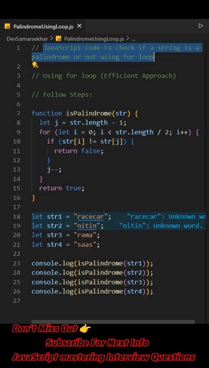 The Most Efficient Palindrome Checker in JavaScript #javascript # ...