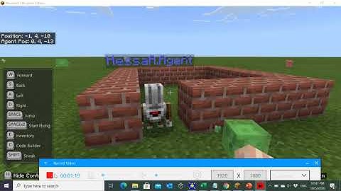 Minecraft Tutorial Agent Builds 4 walls using loop