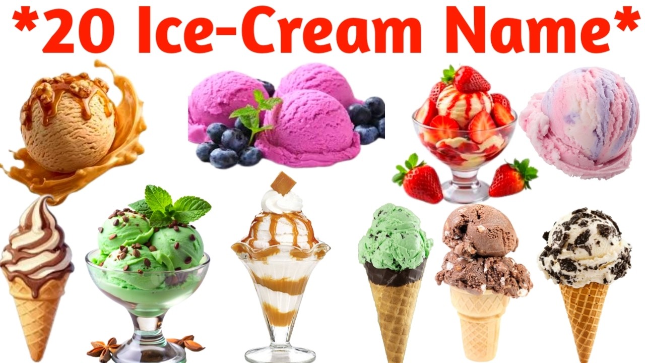 20 Ice Cream Names for Kids | Learn Ice Cream Vocabulary in English with Pictures & Sounds