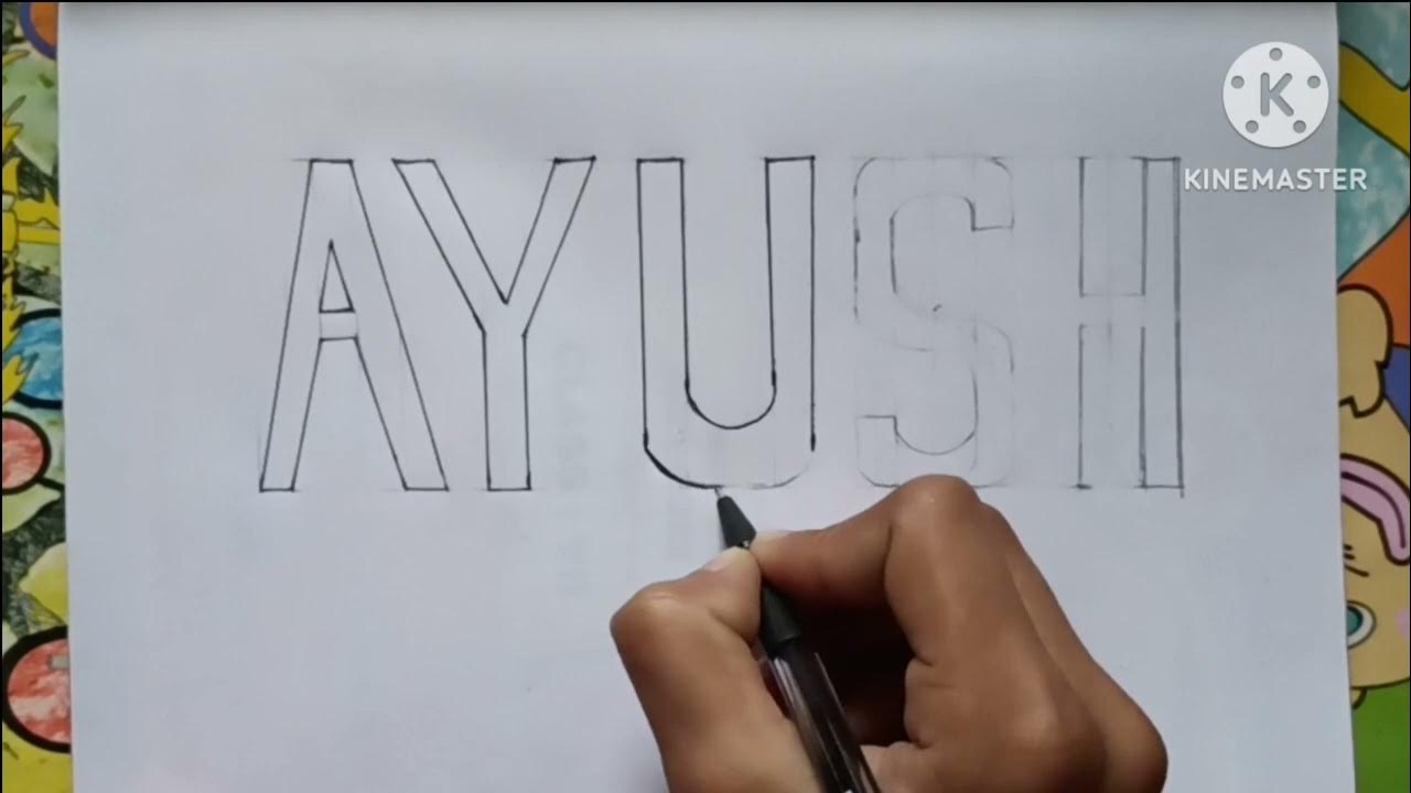 How to draw 3D "Ayush" / Easy pencil sketch/ easy pencil drawing/ - YouTube