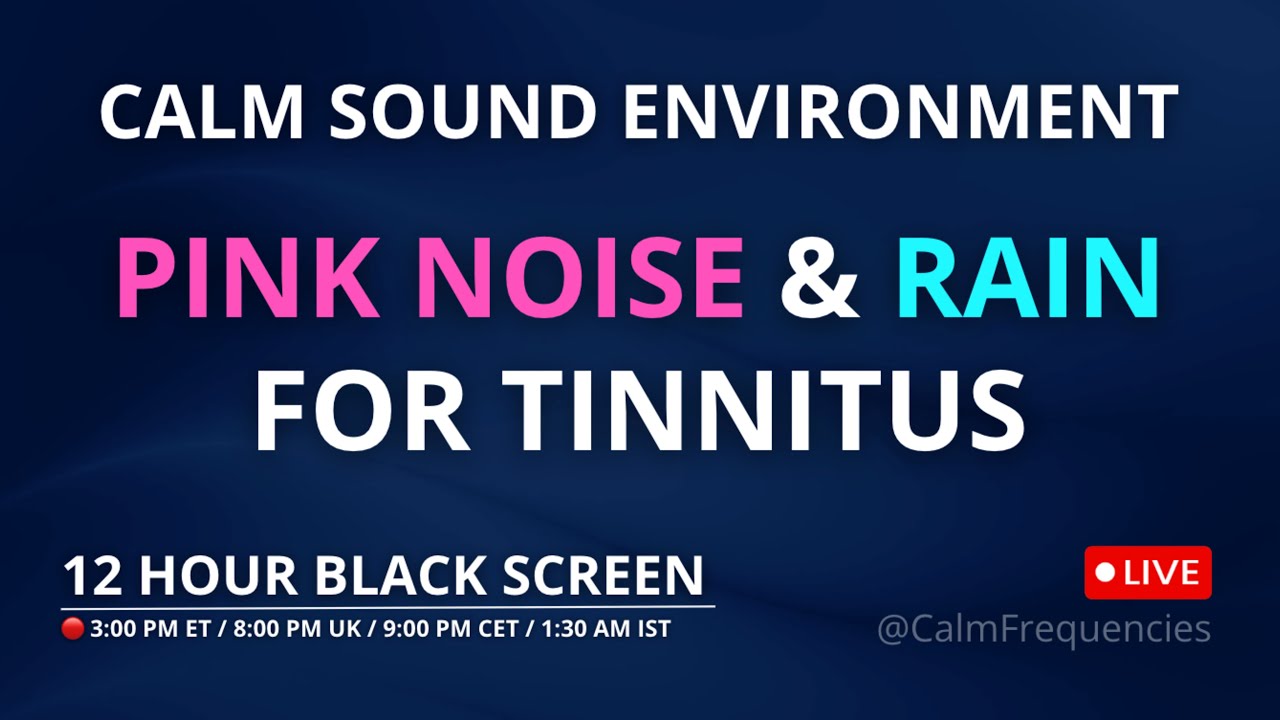REPLAY | Pink Noise + Rain — Calm Sound Environment for Tinnitus | 12H Black Screen