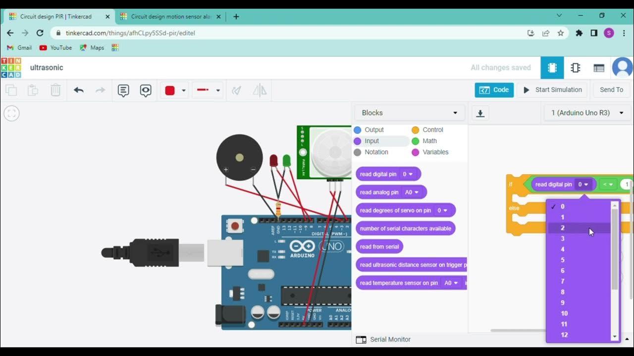 projects using ultrasonic and PIR sensor in tinkercad YouTube