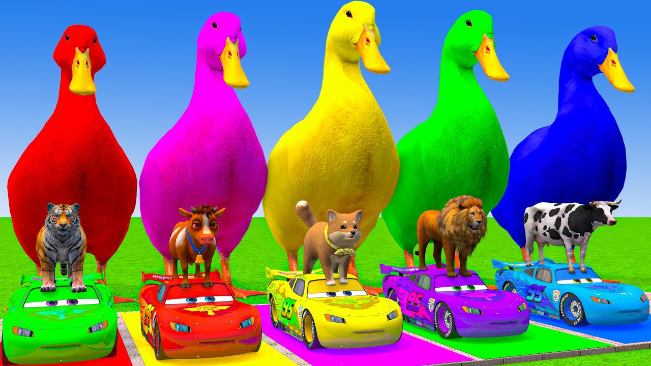 Long Slide Game With Cow Elephant Gorilla Hippopotamus Tiger 3d Animal Game Funny 3d Animals