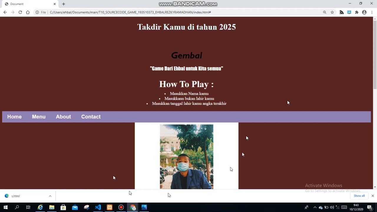 Project Game Sederhana berbasis HTML - YouTube
