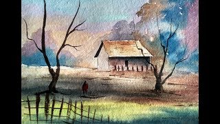 watercolor landscape simple beginners painting