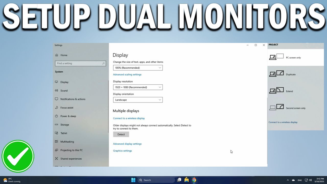 How To Setup Dual Monitors Windows 10 - YouTube