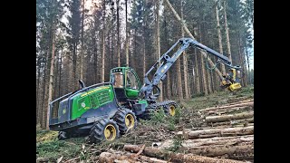 🌲*DEERE in forest* • John Deere 1270G • OnBoard • Forstbetrieb Klotz • Harvester in Action🌲