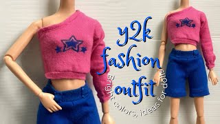 Barbie doll outfit Y2K. Shorts and one shoulder