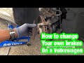 Replace front brakes on a Volkswagen rotors and pads