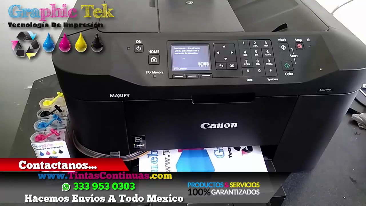 Impresora Canon MAXIFY MB2010 Con Sistema Tinta Continua Graphic Tek -  YouTube