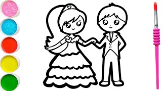 Drawing And Coloring Bridal and Groom |  Drawing and Coloring for Kids & Toddlers | Art For Kids