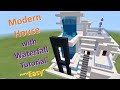 Minecraft: How to  Modern House with Waterfall  (Noob)
