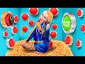 1000 Mystery Buttons in Squid Game | 24 HRS challenge with Harley Quinn | Food decorating by Ha Hack