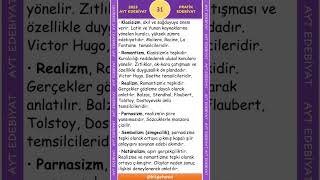 2023 Ayt Edebi̇yat Özet 31 Önemli̇
