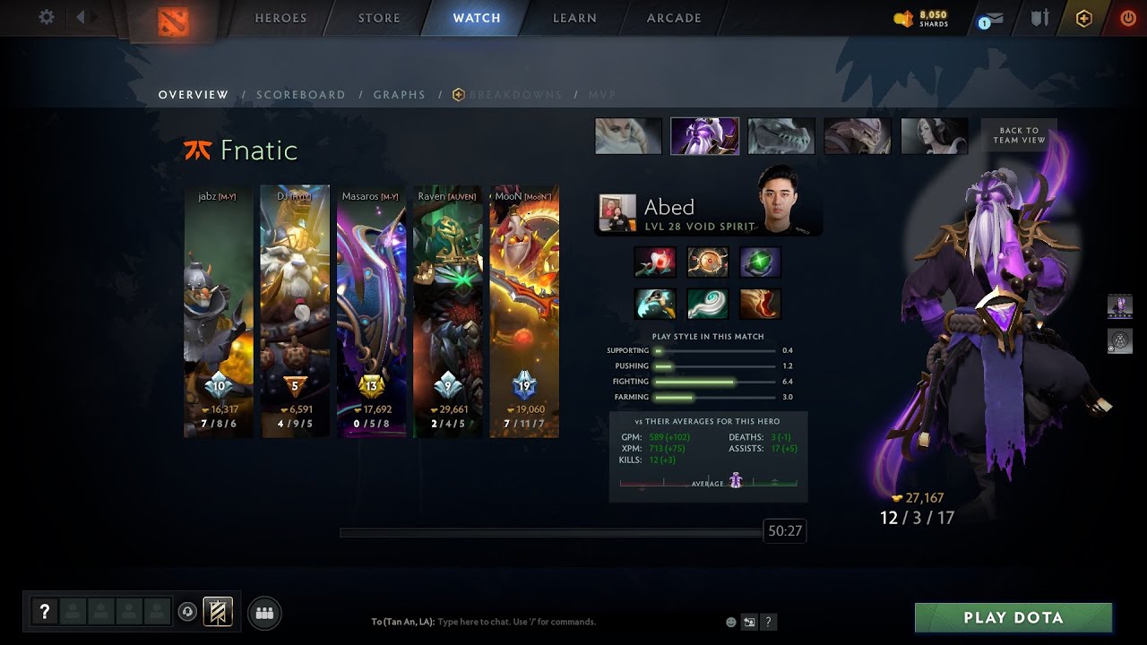 dota2core Abed Void Spirit - Fnatic vs EG - Singapore Major