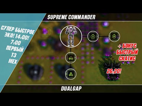 Видео: Супер быстрое эко! 14:00! 7:00 первый Т3 мех! + бонус | DualGap | Supreme Commander [048] | MaksSun