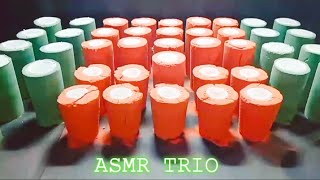 ASMR Sandy Red and Crunchy Green Glasses Baking soda Crushing❤️💚