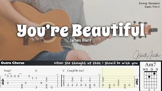 You’re Beautiful - James Blunt | Fingerstyle Guitar | TAB + Chords + Lyrics