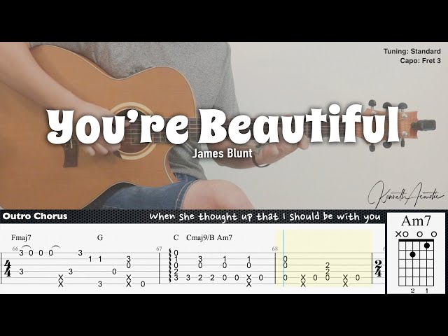 You’re Beautiful - James Blunt | Fingerstyle Guitar | TAB + Chords + Lyrics class=