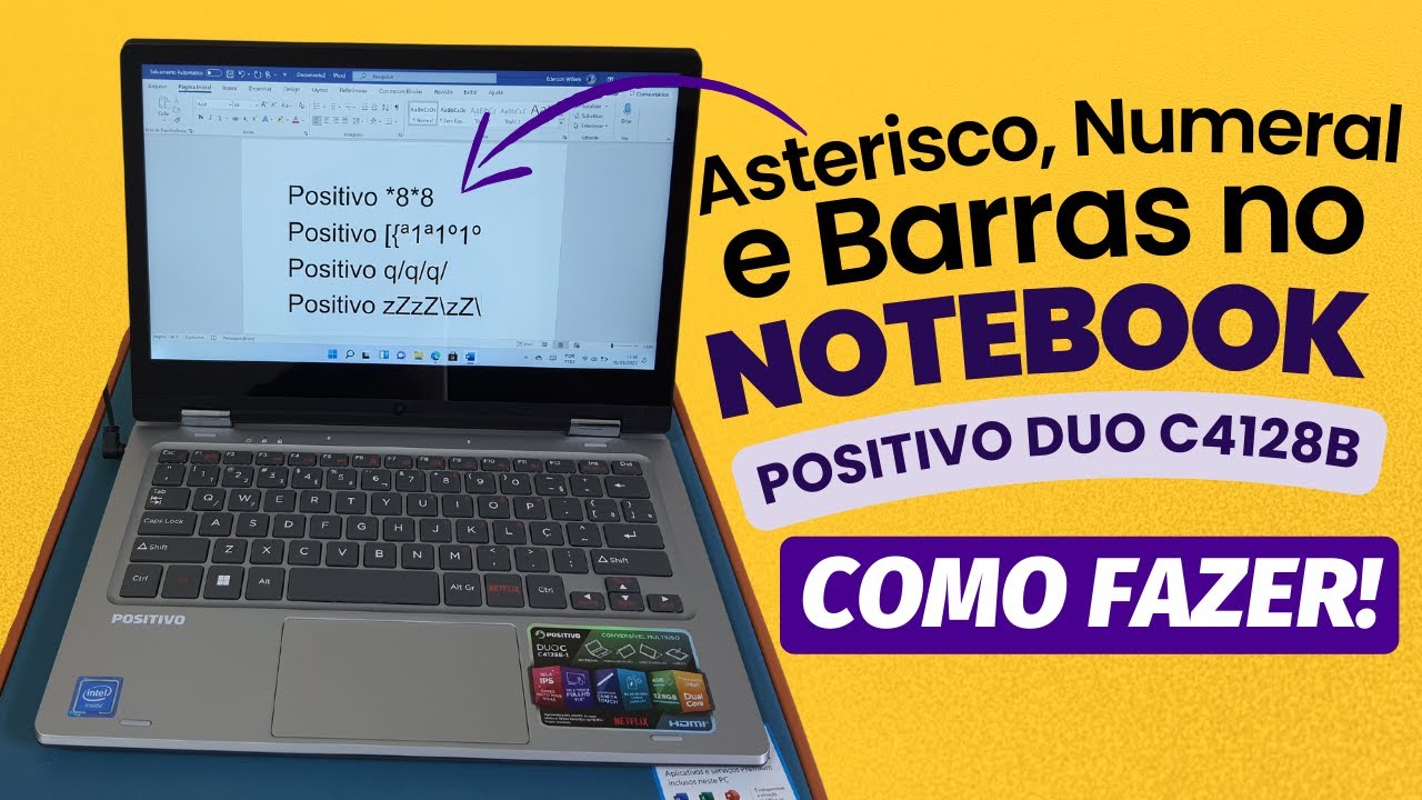 COMO COLOCAR CARACTERES EXCLAMAÇÃO, ARROBA, JOGO DA VELHA NO TECLADO DO  NOTEBOOK POSITIVO DUO C4128B 