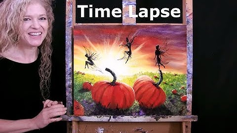 TIME LAPSE - Learn How to Paint PLAYFUL PUMPKIN FAIRIES with Acrylic - Step by Step Figure Lesson