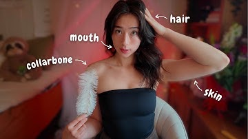 ASMR Body Triggers (body tracing, collarbone tapping, kisses, hair brushing)