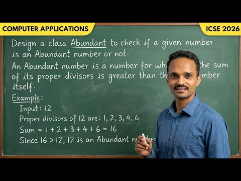 Abundant Number Program in Java | Important Program 2026 | ICSE Class 10 Computer Applications