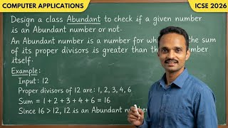 Abundant Number Program in Java | Important Program 2026 | ICSE Class 10 Computer Applications