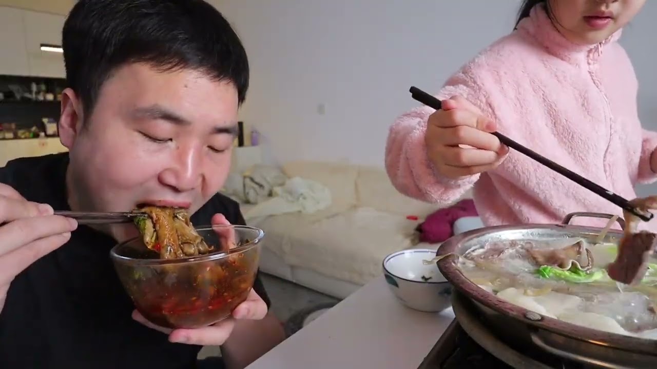 闺女停课了，父女俩整个深夜全羊锅，疯狂炫肉！#深夜美食