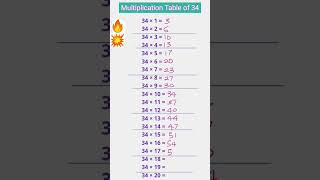 Multiplication Table of 34 | Table of 34 || Table Trick