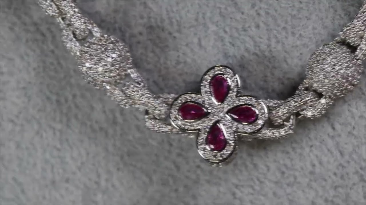 Clover Necklace | Red Diamond Clover Chain | Hip Hop Clover Chain | Iced Out Clover Chain