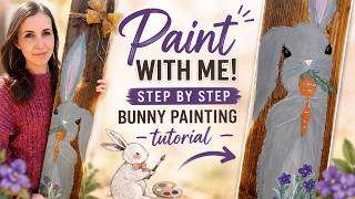 How to Paint a Bunny Welcome Sign! Step by Step DIY Easter Porch Sign Hand Painted Rustic Wood Sign