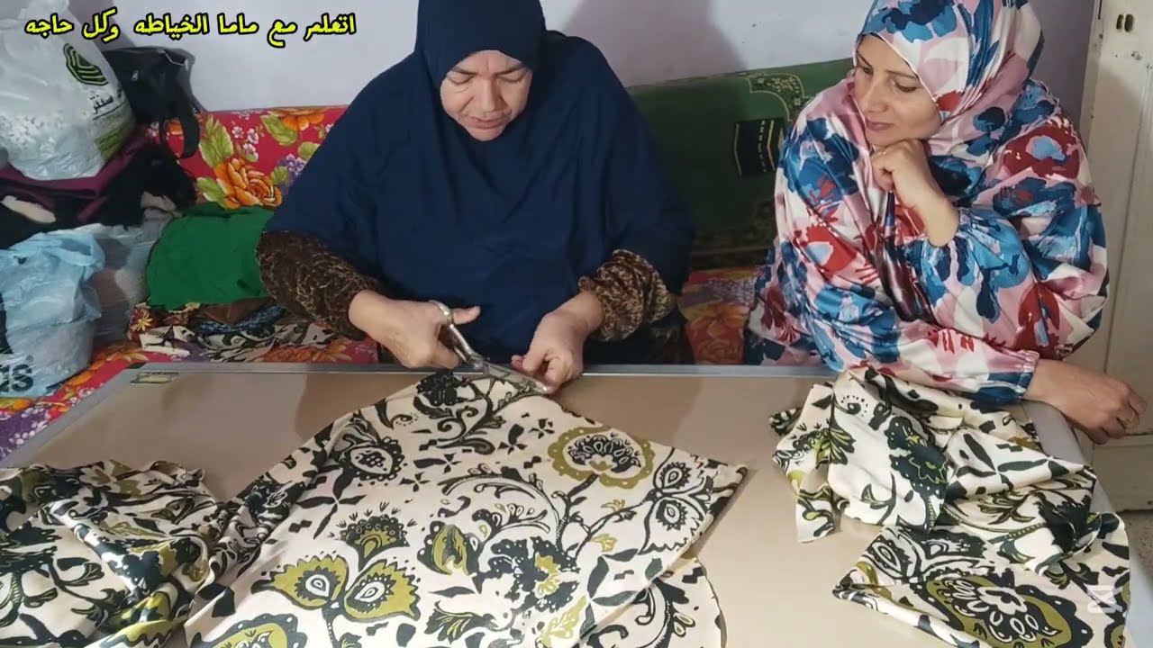  قص وخياطه اسدال ملحفه بالكابتشو بكل سهوله للمبتدئين