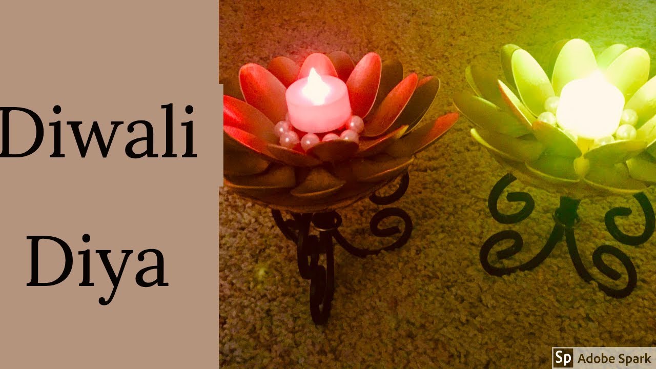 Candle Light Diwali Diya Using Plastic Spoons || Diwali Diya Decoration Ideas || DIY