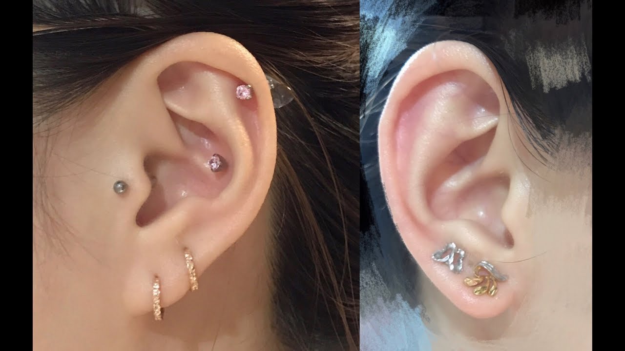 【漫笙】拥有7个耳洞是什么感觉|自己打耳洞&耳洞护理经验|耳骨 耳窝 小耳朵