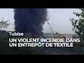 Tubize: violent incendie dans une entrepôt de textile- RTBF Info