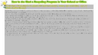How to do: Start a Recycling Program in Your School or Office