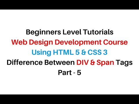 div and span tag difference in html  || div span Difference in HTML 5 || Web Design Course