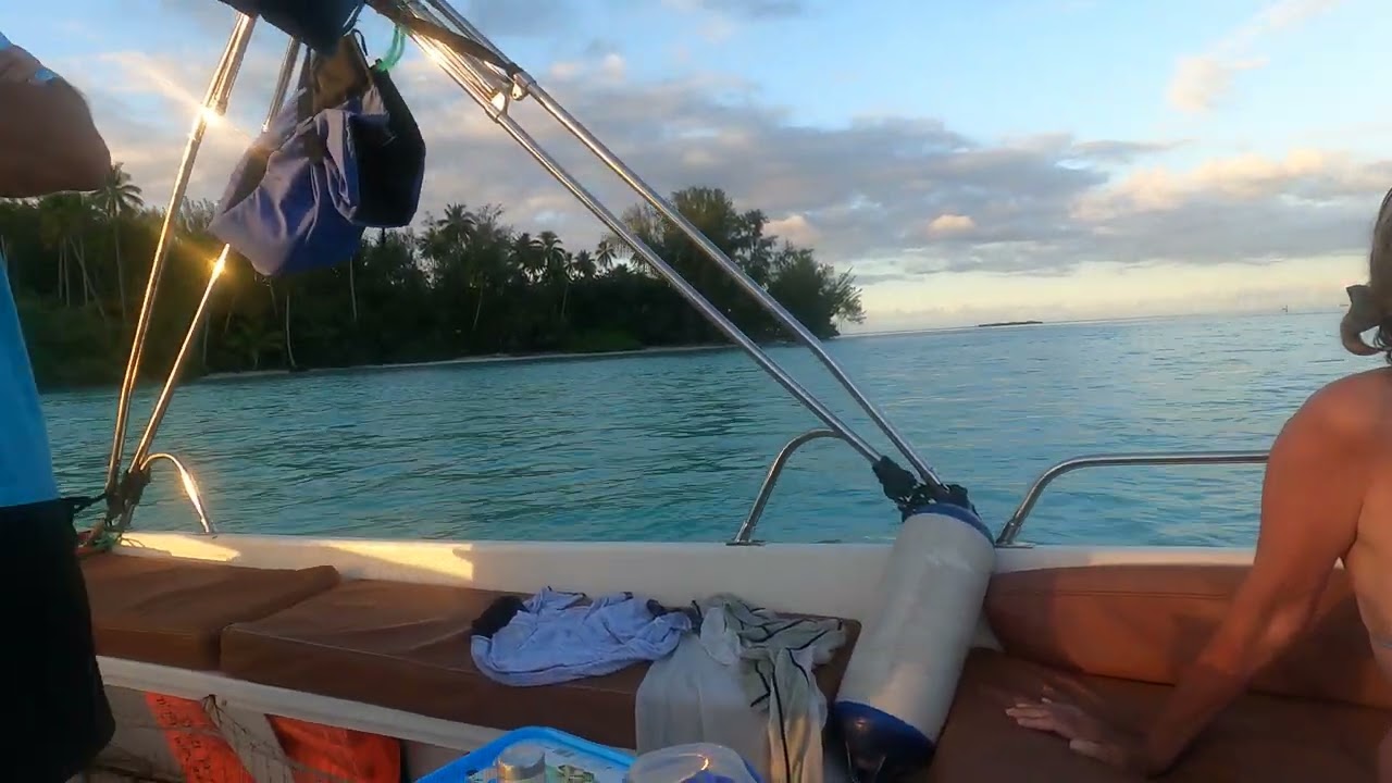 Moorea sunset at sea