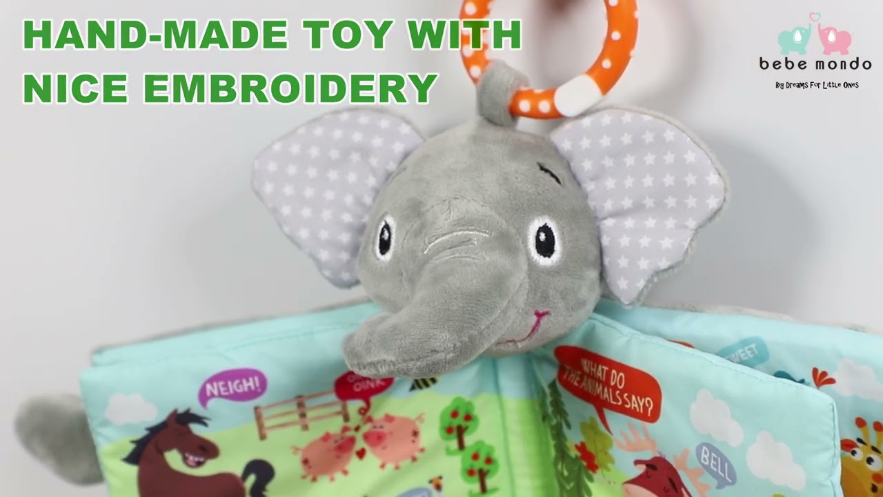 Interactive Elephant Cloth Book | Baby Book with Teethers & Rattle