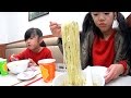 習い事の合間の夕食　ミスド汁そば　kan&aki family
